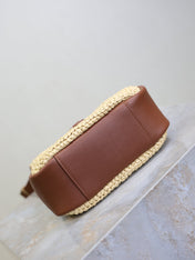 YSL 25S LE 5 À 7 SUPPLE BABY 16 IN RAFFIA AND CALFSKIN GOLD HARDWRE