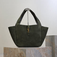 YSL 25S LE 5 À 7 BEA 50 IN DARK OLIVE SUEDE GOLD HARDWARE