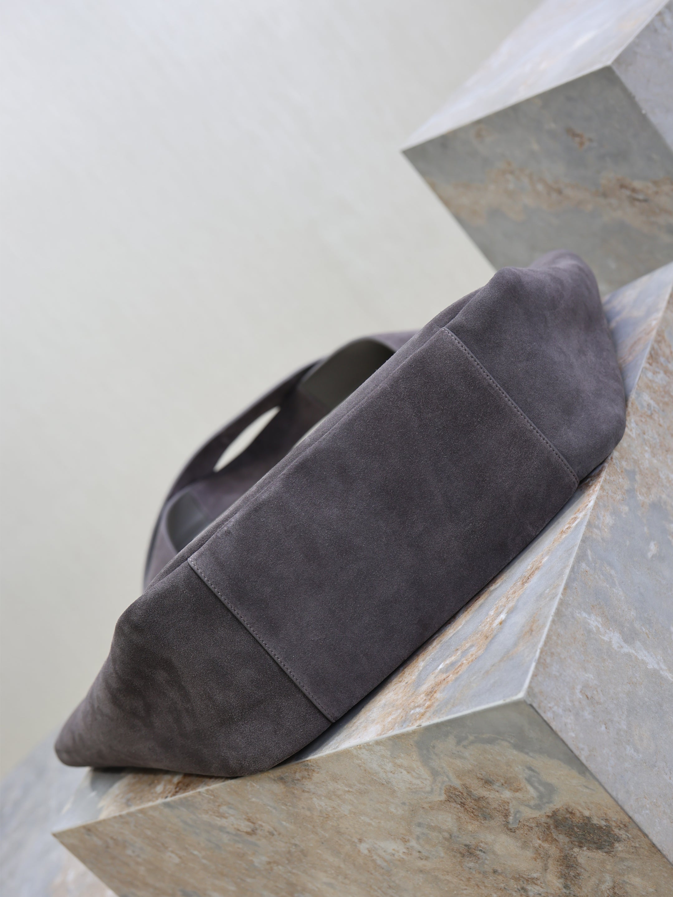 YSL 25S LE 5 À 7 BEA 50 IN DARK GRAY SUEDE GOLD HARDWARE