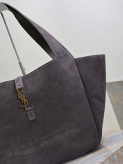YSL 25S LE 5 À 7 BEA 50 IN DARK GRAY SUEDE GOLD HARDWARE