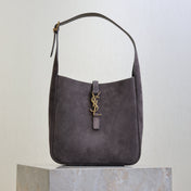 YSL 25S LE 5 À 7 SUPPLE SMALL 23 IN DARK GRAY SUEDE GOLD HARDWRE