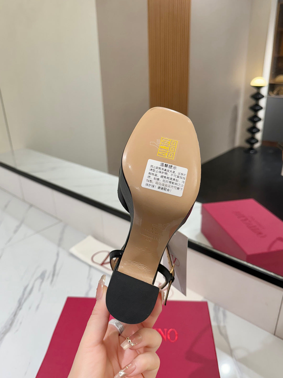 VLTN HIGH SANDAL 25S 115 MM IN BLACK LAMBSKIN WITH GOLD HARDWARE