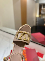 VLTN ESPADRILLE WEDGE SANDALS 25S 115 MM IN BEIGE BROWN LAMBSKIN WITH GOLD HARDWARE