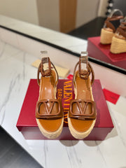 VLTN ESPADRILLE WEDGE SANDALS 25S 90 MM IN BROWN LAMBSKIN STYLE 11