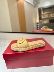 VLTN ESPADRILLE SLIDES 25S IN GOLDEN BEIGE LAMBSKIN STYLE 12