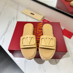 VLTN ESPADRILLE SLIDES 25S IN GOLDEN BEIGE LAMBSKIN STYLE 12