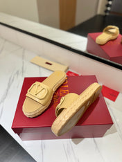 VLTN ESPADRILLE SLIDES 25S IN GOLDEN BEIGE LAMBSKIN STYLE 12