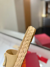 VLTN ESPADRILLE SLIDES 25S IN GOLDEN BEIGE LAMBSKIN STYLE 12