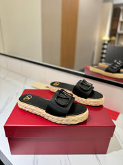 VLTN ESPADRILLE SLIDES 25S IN BLACK LAMBSKIN STYLE 11