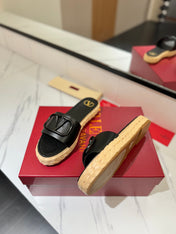 VLTN ESPADRILLE SLIDES 25S IN BLACK LAMBSKIN STYLE 11