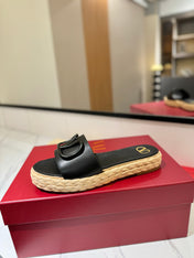 VLTN ESPADRILLE SLIDES 25S IN BLACK LAMBSKIN STYLE 11