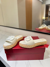 VLTN ESPADRILLE SLIDES 25S IN WHITE LAMBSKIN STYLE 8