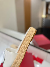 VLTN ESPADRILLE SLIDES 25S IN WHITE LAMBSKIN STYLE 8