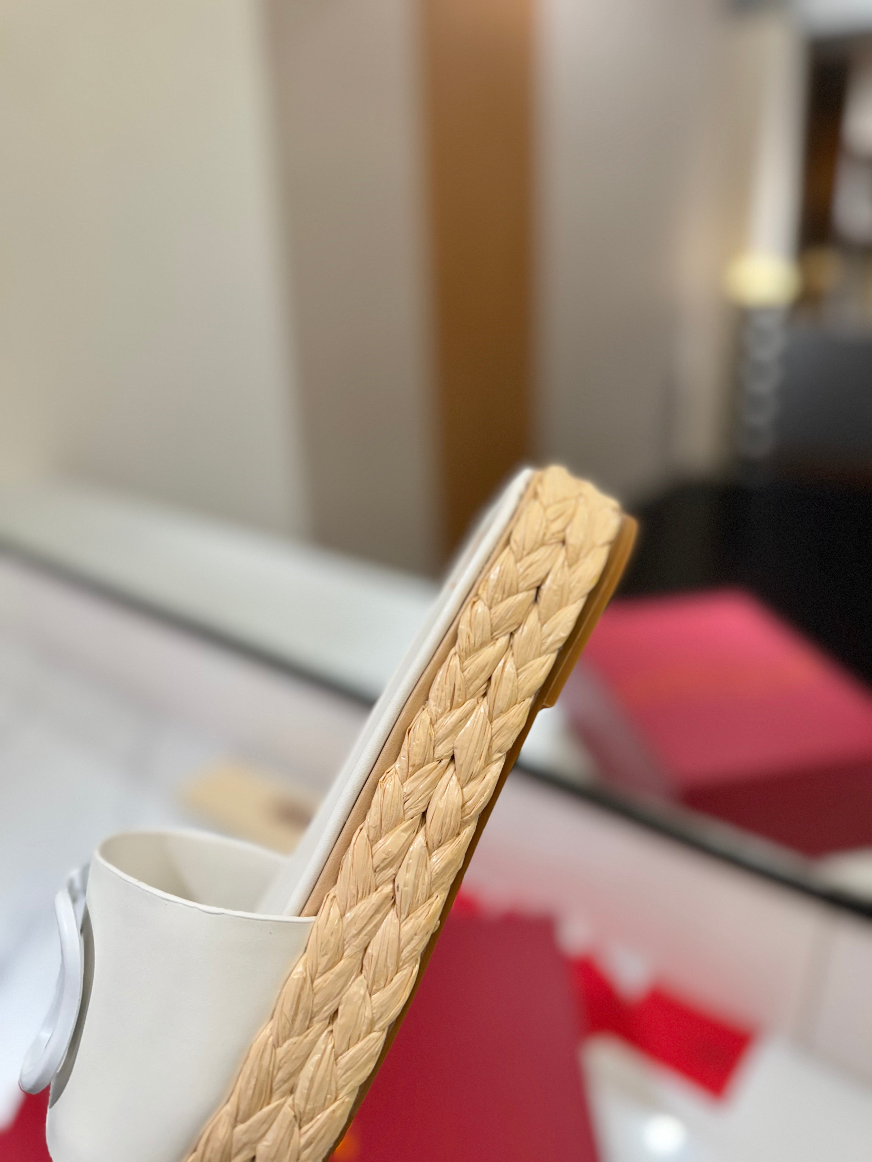 VLTN ESPADRILLE SLIDES 25S IN WHITE LAMBSKIN STYLE 8