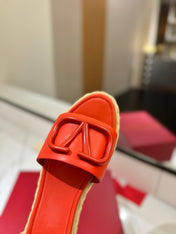 VLTN ESPADRILLE SLIDES 25S IN ORANGE LAMBSKIN STYLE 6