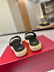 VLTN ESPADRILLE SLIDES 25S IN BLACK LAMBSKIN STYLE 5