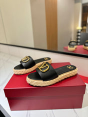 VLTN ESPADRILLE SLIDES 25S IN BLACK LAMBSKIN STYLE 5