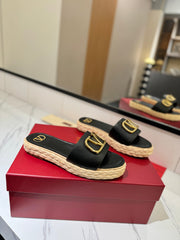 VLTN ESPADRILLE SLIDES 25S IN BLACK LAMBSKIN STYLE 5