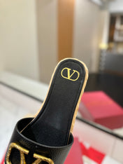 VLTN ESPADRILLE SLIDES 25S IN BLACK LAMBSKIN STYLE 5