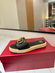 VLTN ESPADRILLE SLIDES 25S IN BLACK LAMBSKIN STYLE 5