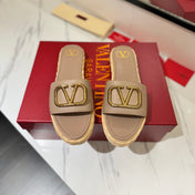 VLTN ESPADRILLE SLIDES 25S IN BEIGE BROWN LAMBSKIN STYLE 4