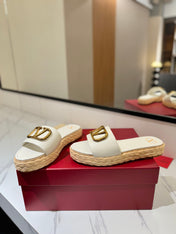 VLTN ESPADRILLE SLIDES 25S IN WHITE LAMBSKIN STYLE 3