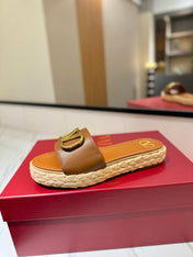 VLTN ESPADRILLE SLIDES 25S IN BROWN LAMBSKIN STYLE 2