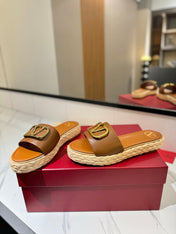 VLTN ESPADRILLE SLIDES 25S IN BROWN LAMBSKIN STYLE 2