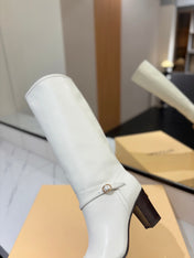 VALENTINO 25S GARAVANI PATTIE KNEE-HIGH BOOTS 80 MM IN WHITE CALFSKIN