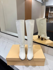 VALENTINO 25S GARAVANI PATTIE KNEE-HIGH BOOTS 80 MM IN WHITE CALFSKIN