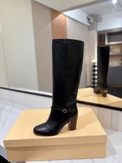 VALENTINO 25S GARAVANI PATTIE KNEE-HIGH BOOTS 80 MM IN BLACK CALFSKIN