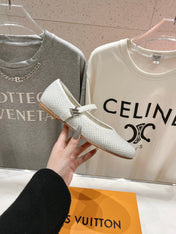 ROMY FLAT BALLERINA IN WHITE LAMBSKIN EMBELLISHED SILVER-TONED STUDS