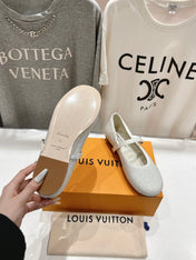 ROMY FLAT BALLERINA IN WHITE LAMBSKIN EMBELLISHED SILVER-TONED STUDS