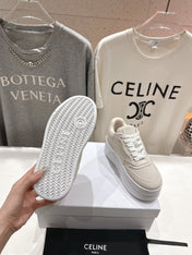 BLOCK SNEAKERS WITH EMBROIDERED TRIOMPHE IN PARCHMENT BEIGE SUEDE