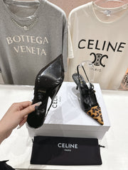 JUDY DOUBLE STRAP MARY JANE SLINGBACK 65MM IN BLACK PATENT CALFSKIN AND LEOPARD PRINTED HAIRY CALFSKIN