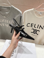 JUDY DOUBLE STRAP MARY JANE SLINGBACK 65MM IN BLACK SMOOTH AND PATENT CALFSKIN