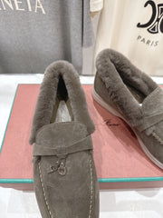 LP 25S SUMMER CHARMS WALK LOAFERS IN CHARCOAL BROWN SUEDE AND FLEECE