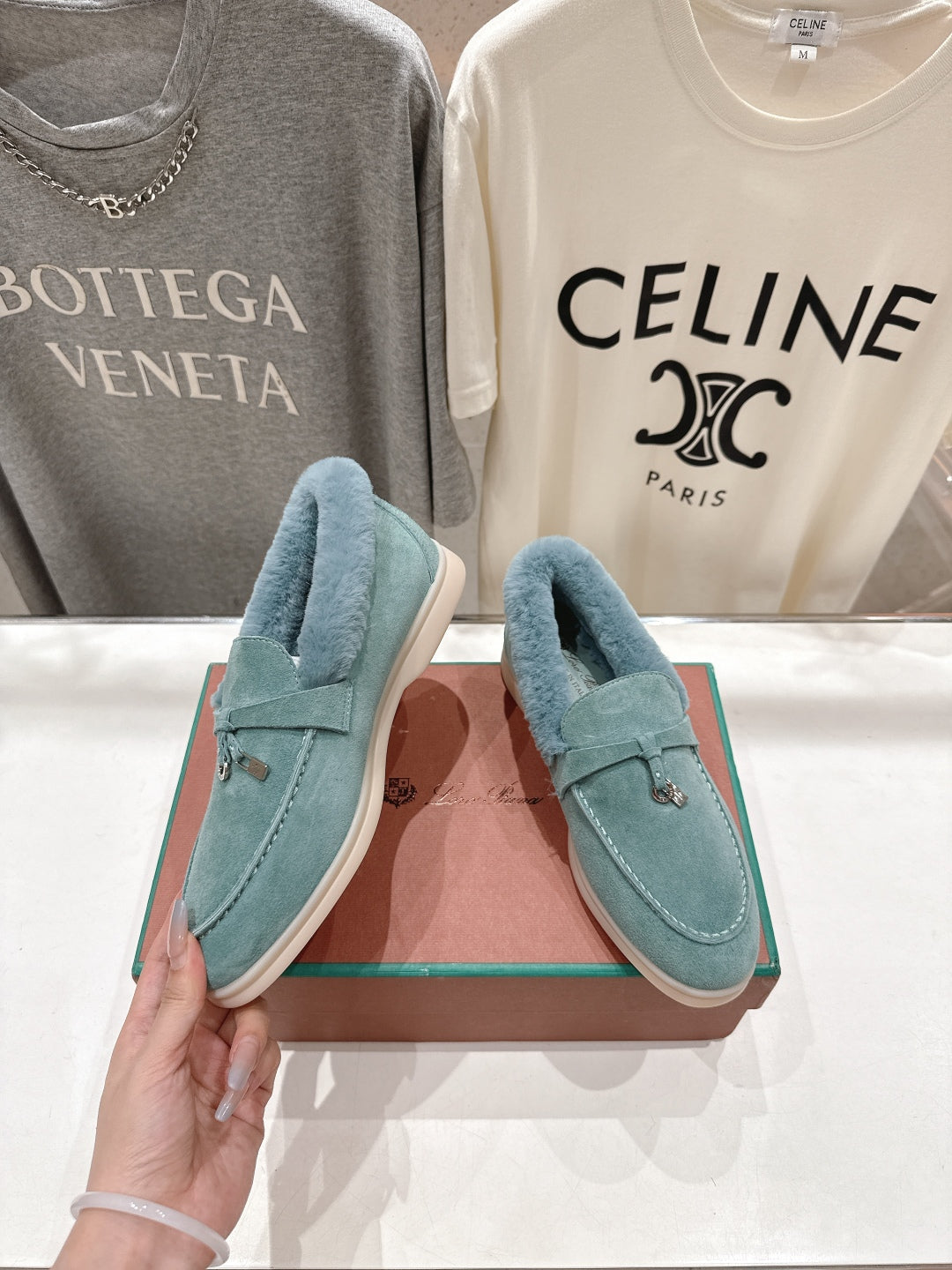 LP 25S SUMMER CHARMS WALK LOAFERS IN DUSTY TEAL SUEDE AND FLEECE