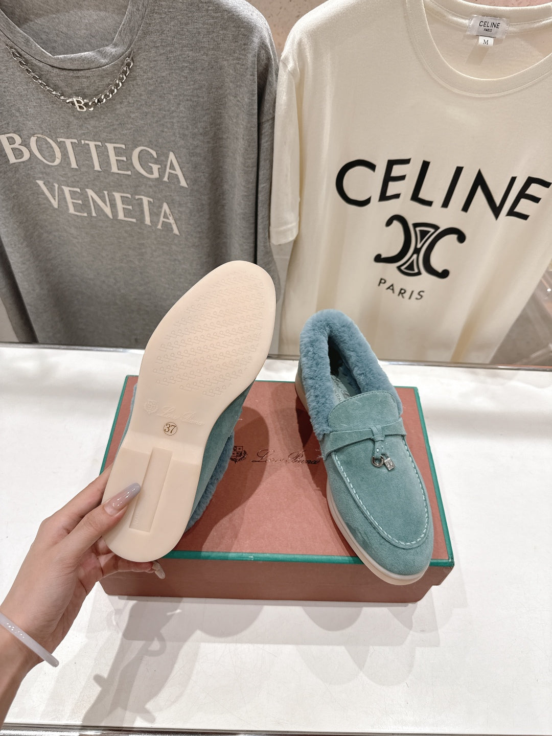 LP 25S SUMMER CHARMS WALK LOAFERS IN DUSTY TEAL SUEDE AND FLEECE