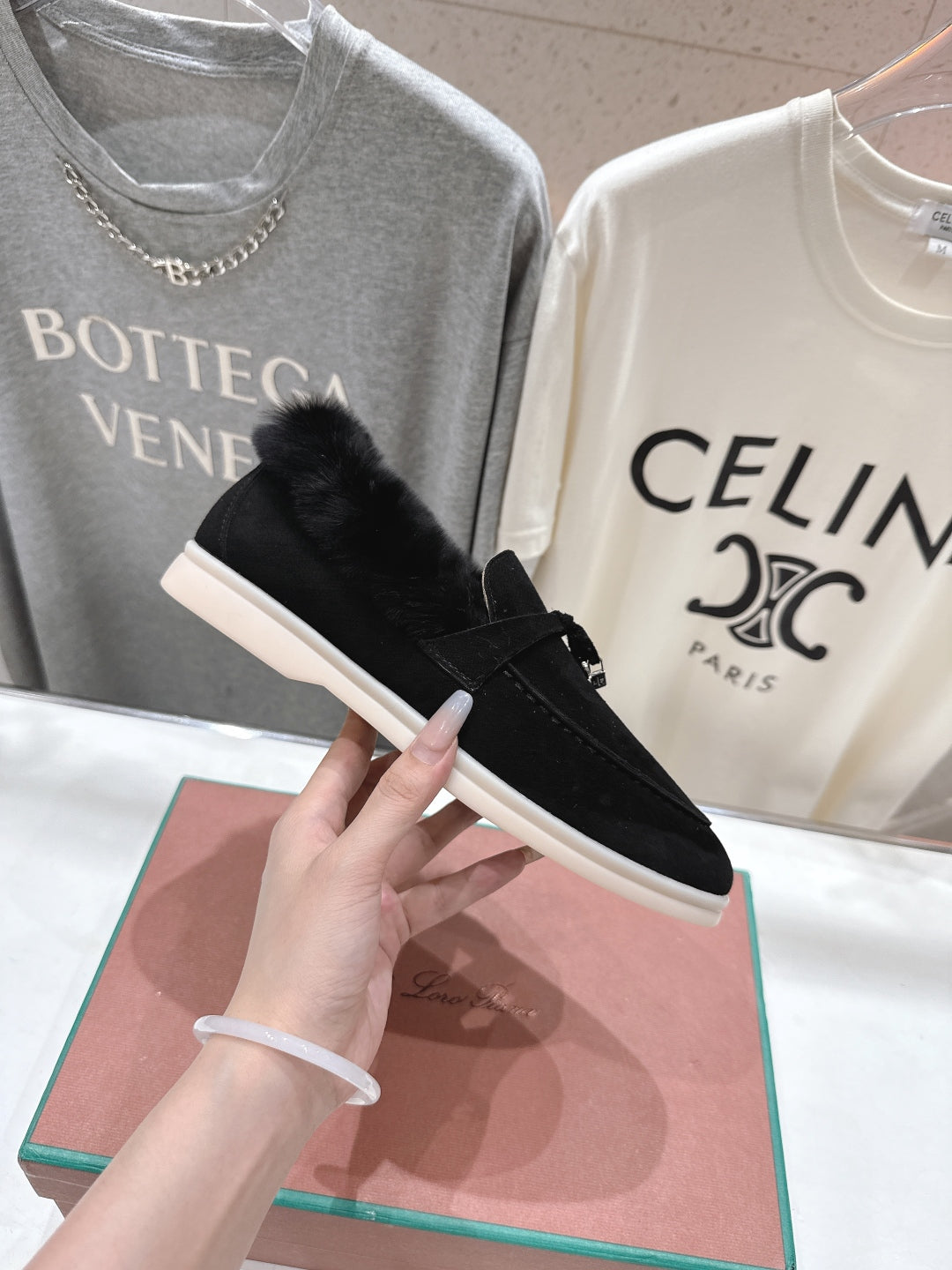 LP 25S SUMMER CHARMS WALK LOAFERS IN BLACK SUEDE AND FLEECE