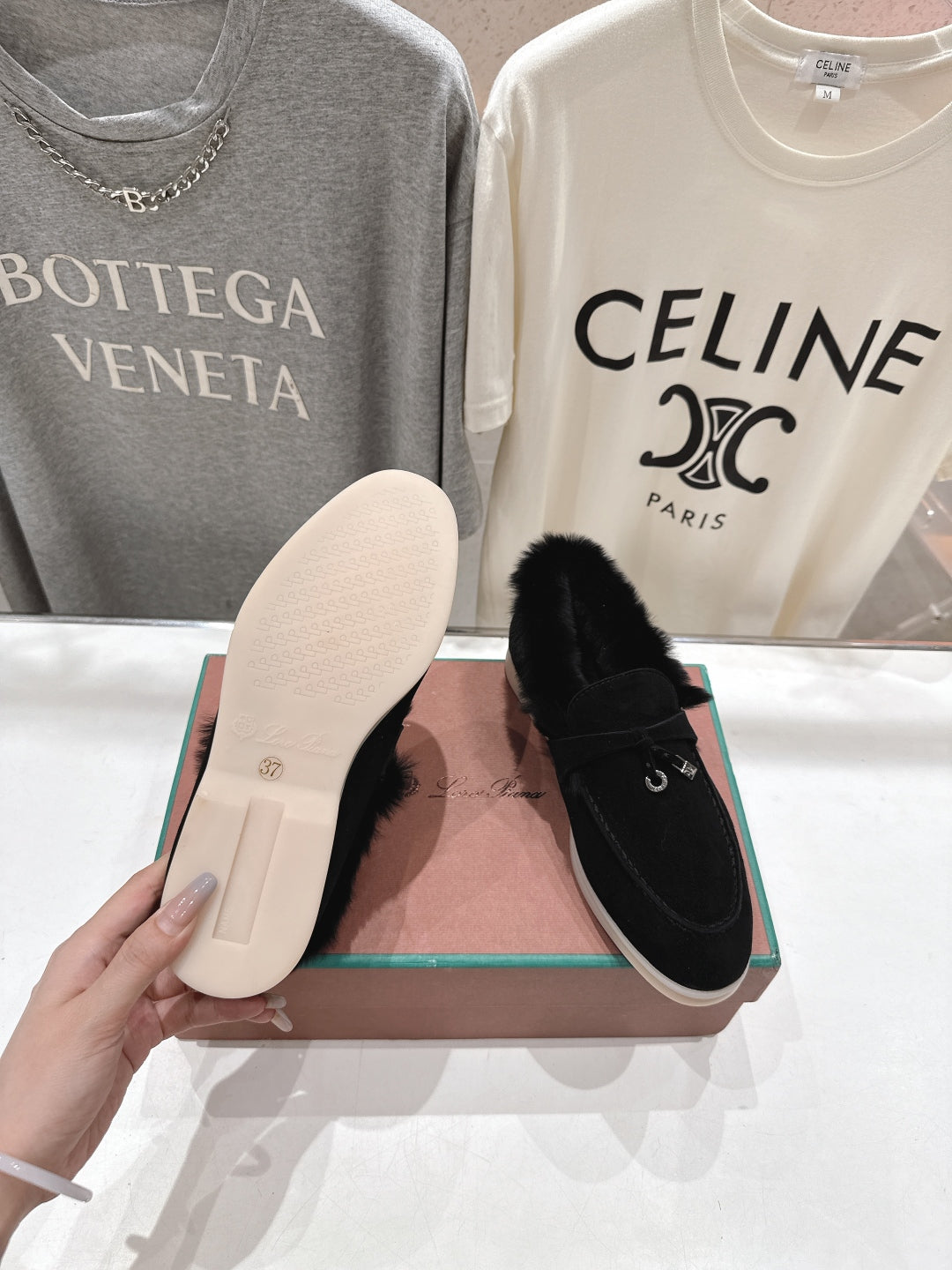 LP 25S SUMMER CHARMS WALK LOAFERS IN BLACK SUEDE AND FLEECE