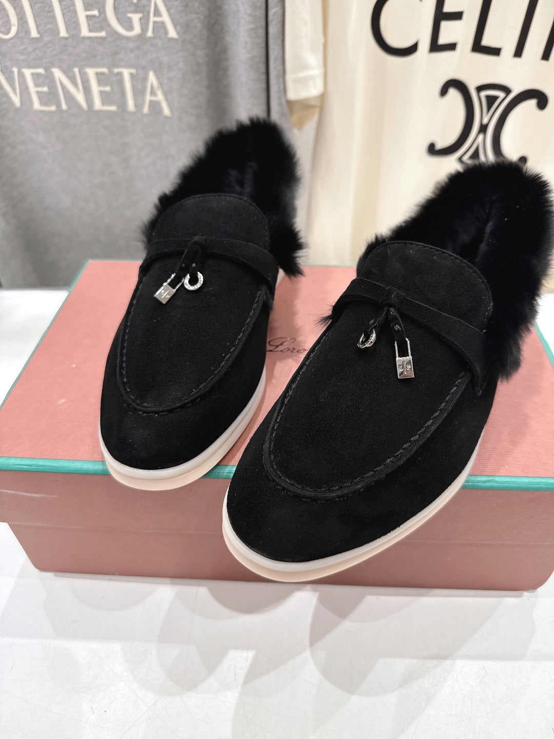 LP 25S SUMMER CHARMS WALK LOAFERS IN BLACK SUEDE AND FLEECE