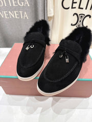 LP 25S SUMMER CHARMS WALK LOAFERS IN BLACK SUEDE AND FLEECE