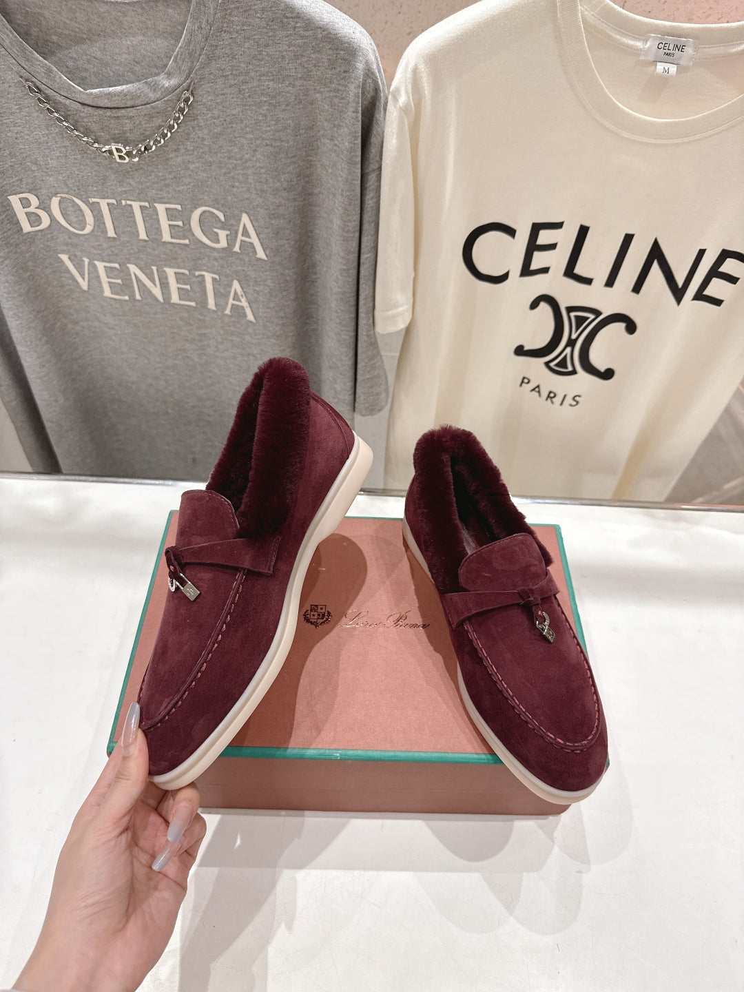 LP 25S SUMMER CHARMS WALK LOAFERS IN BURGUNDY SUEDE AND FLEECE