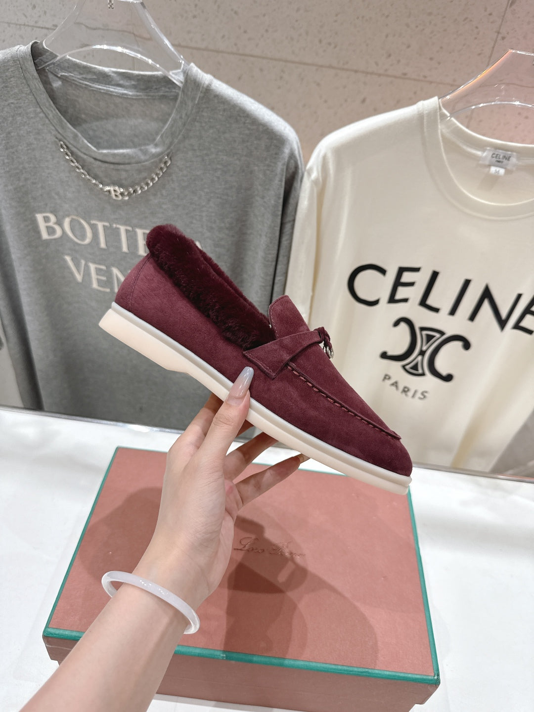 LP 25S SUMMER CHARMS WALK LOAFERS IN BURGUNDY SUEDE AND FLEECE