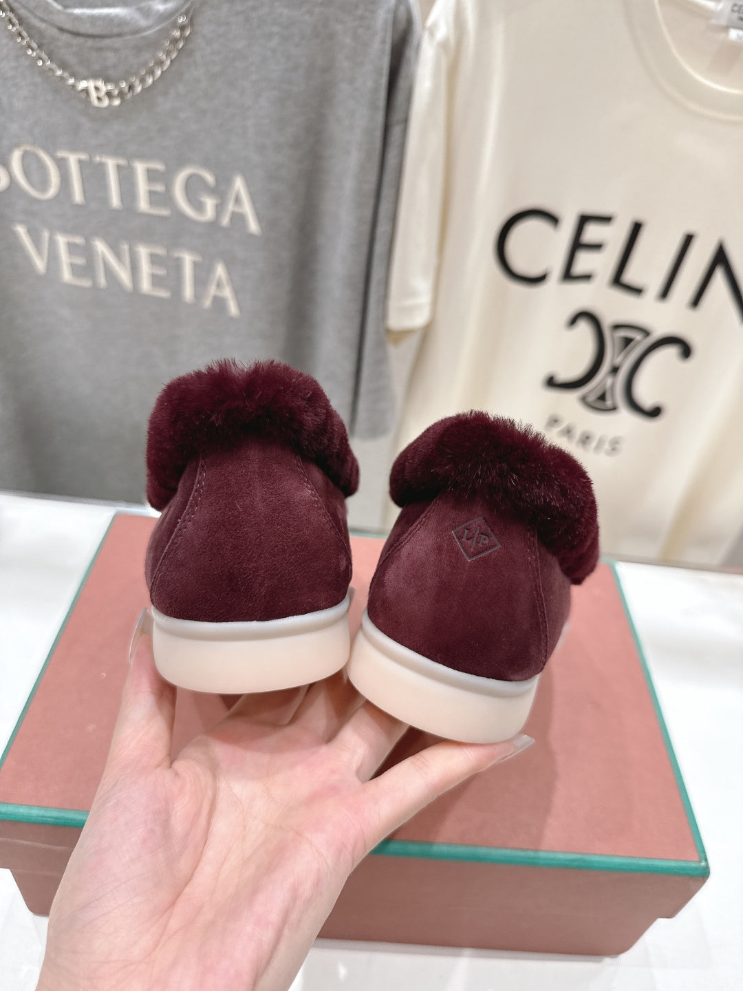 LP 25S SUMMER CHARMS WALK LOAFERS IN BURGUNDY SUEDE AND FLEECE