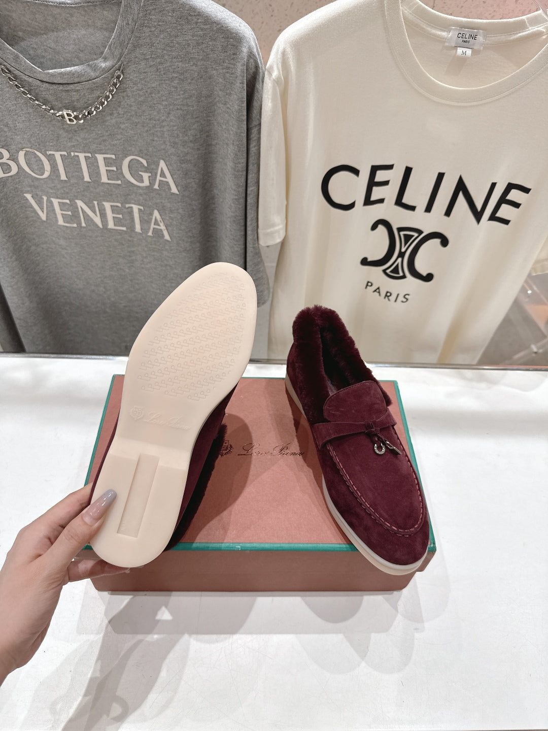 LP 25S SUMMER CHARMS WALK LOAFERS IN BURGUNDY SUEDE AND FLEECE