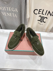 LP 25S SUMMER CHARMS WALK LOAFERS IN DARK OLIVE SUEDE AND FLEECE