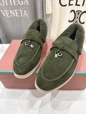 LP 25S SUMMER CHARMS WALK LOAFERS IN DARK OLIVE SUEDE AND FLEECE