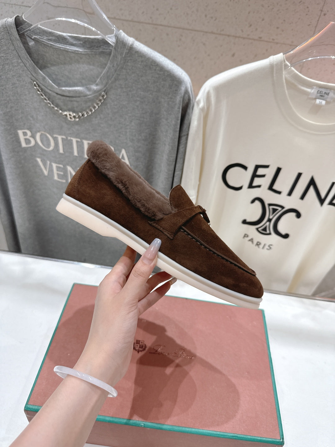 LP 25S SUMMER CHARMS WALK LOAFERS IN DARK BROWN SUEDE AND FLEECE